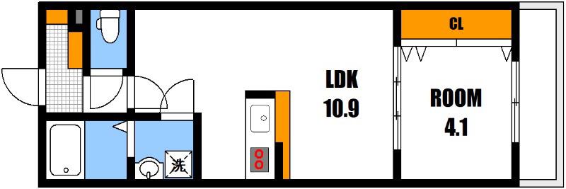 リノリノFK緑井1丁目(1LDK/2階)の間取り写真