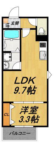 LE COCON 春日井II(1LDK/3階)の間取り写真
