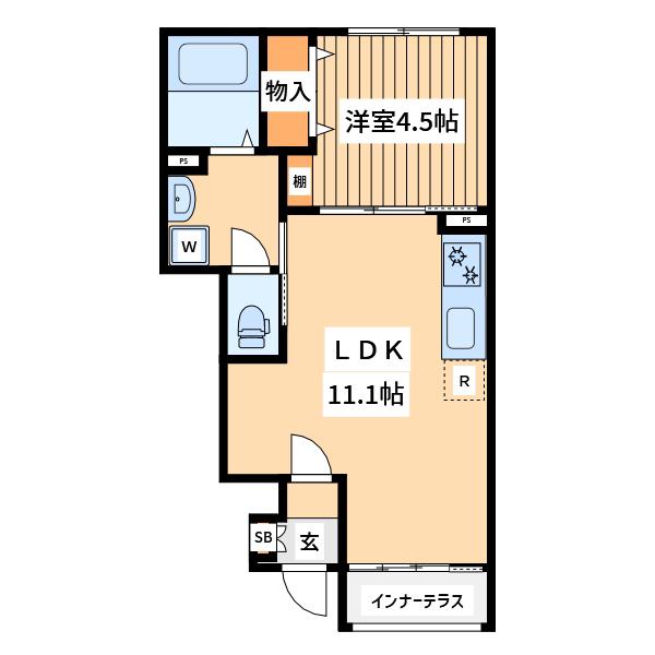 日野市日野アパ―工事(1LDK/1階)の間取り写真