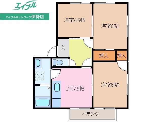 カーサ宮前(3DK/2階)の間取り写真