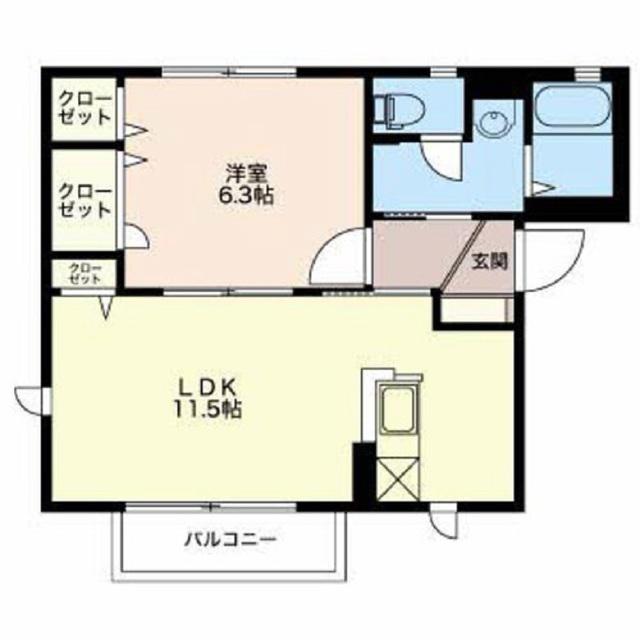 フォーレスしののい(1LDK/1階)の間取り写真
