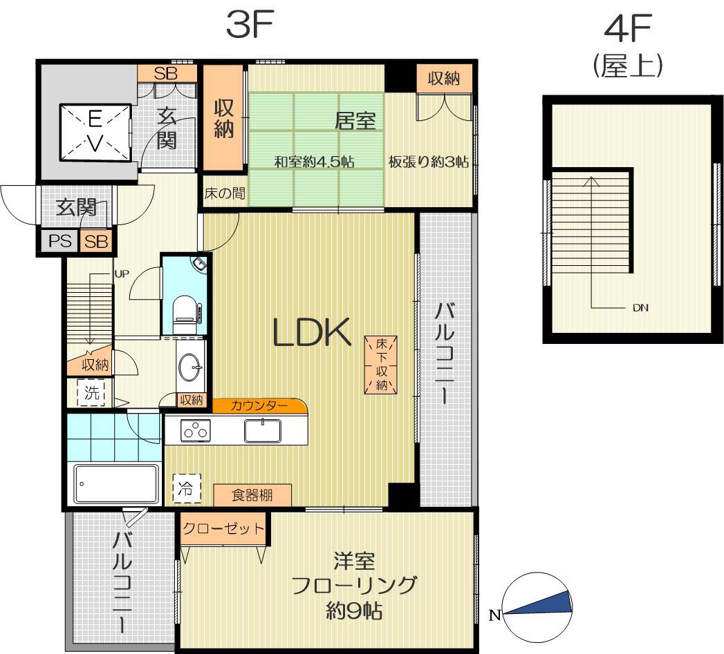 NERV(1DK/3階)の間取り写真