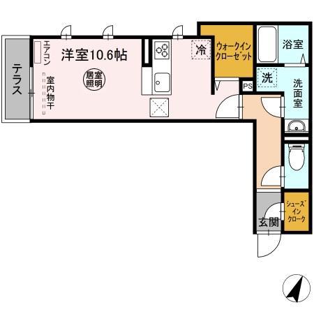 ルミエールおおたか(ワンルーム/1階)の間取り写真