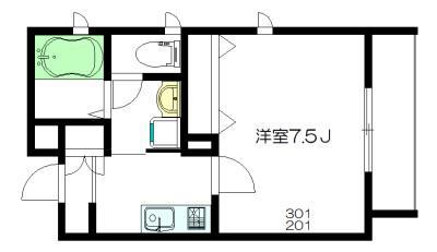 クレール北沢(1K/3階)の間取り写真