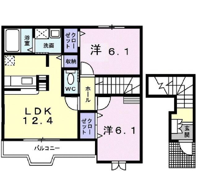 ヴァルトサイテ(2LDK/2階)の間取り写真