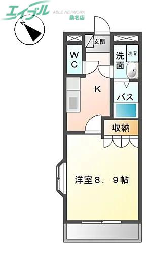 コーポミツワ A(1K/1階)の間取り写真
