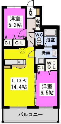 メゾンドノアール(2LDK/4階)の間取り写真
