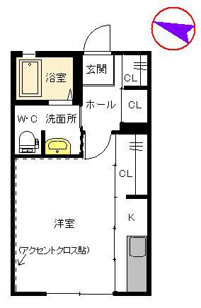 ピュアさくら(ワンルーム/1階)の間取り写真