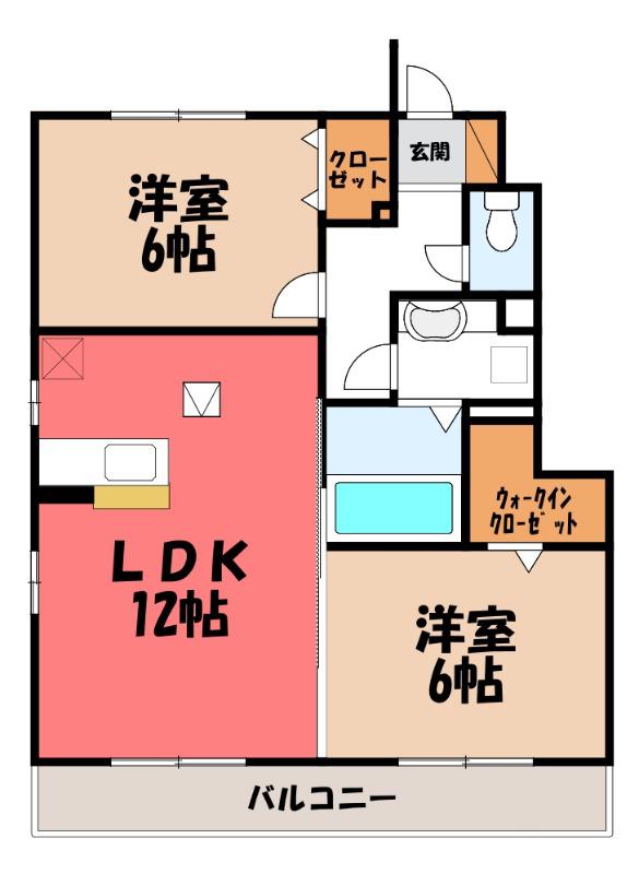 プランタン II(2LDK/1階)の間取り写真