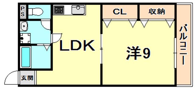 ヴィラMN-1(1LDK/3階)の間取り写真