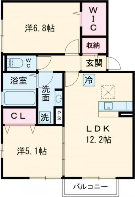 レスポワールI(2LDK/1階)の間取り写真