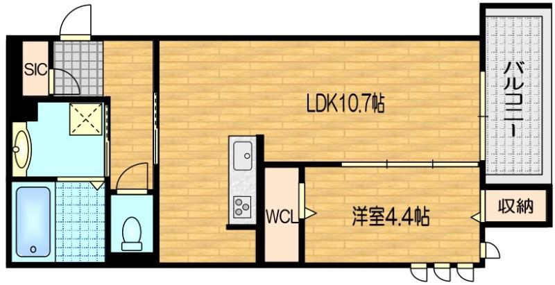 NS COURT(1LDK/2階)の間取り写真
