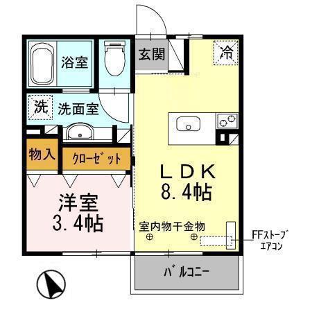 シルフハイムA(1LDK/2階)の間取り写真