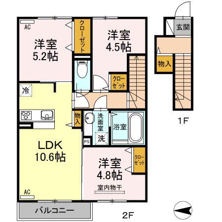 グランドソレイユII(3LDK/2階)の間取り写真