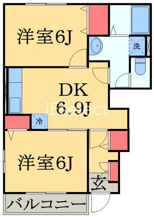 プロムナード A(2DK/1階)の間取り写真
