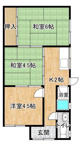 川辺平家D(3K/1階)の間取り写真