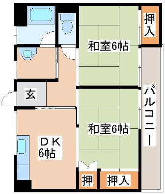 第一暁マンション(2DK/2階)の間取り写真