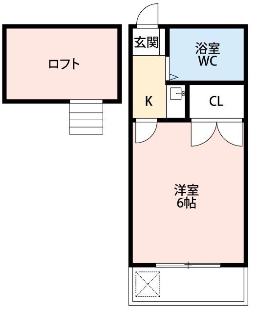 グリーンハイツ六名(1K/1階)の間取り写真
