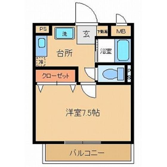 マンションピースフル(1K/3階)の間取り写真