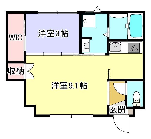 INTEGRAL稲寄I(1LDK/1階)の間取り写真