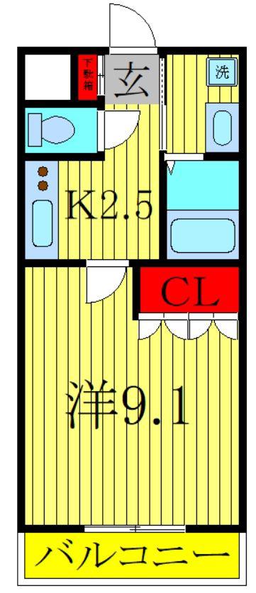 サウスERN・CROSS(1K/1階)の間取り写真