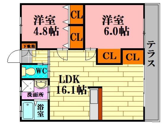コンフォールエムズ(2LDK/1階)の間取り写真