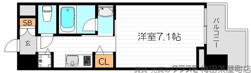 エイペックス梅田東II(1K/8階)の間取り写真