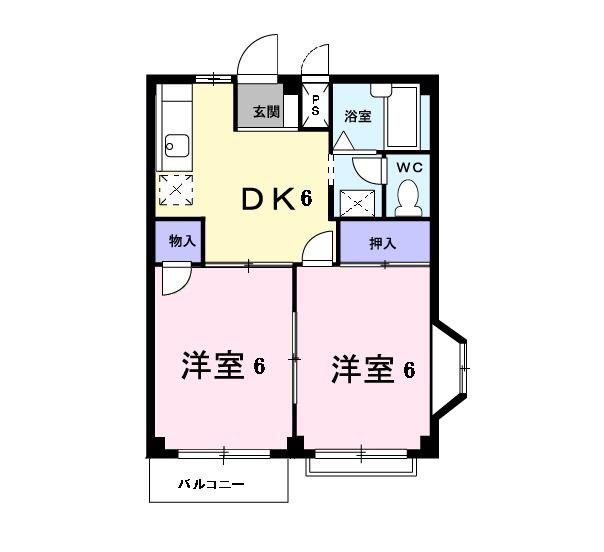 エルディム大本(2DK/2階)の間取り写真