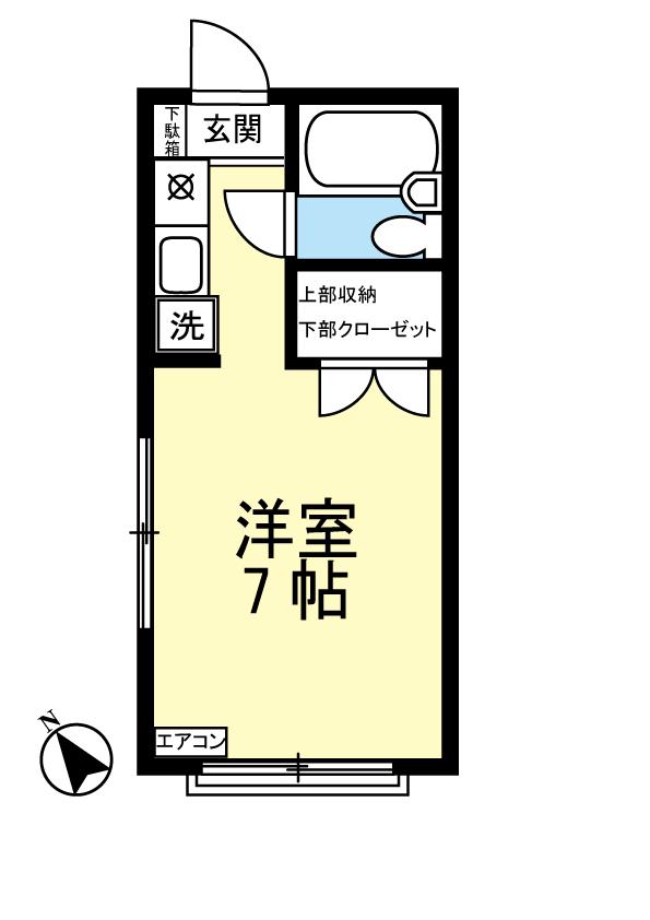 プティメゾン栗谷(ワンルーム/2階)の間取り写真