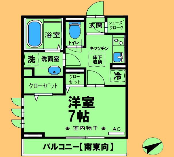 AINA矢部(1K/2階)の間取り写真