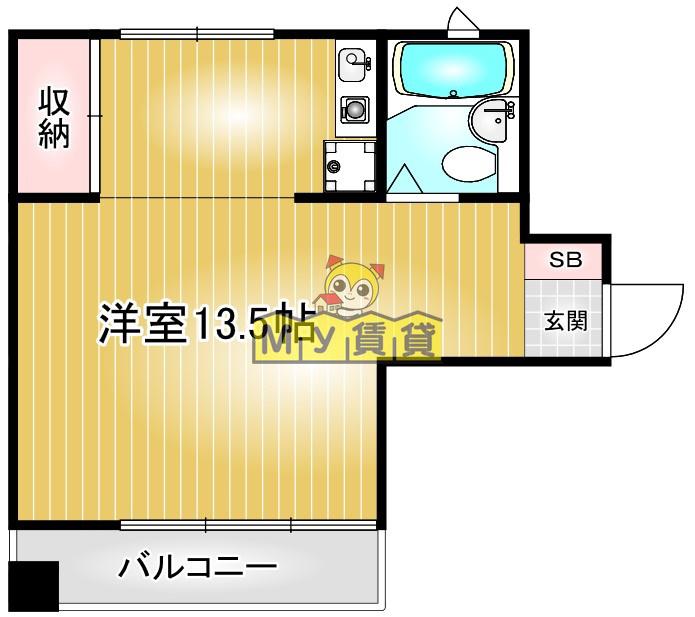 金城ビル(ワンルーム/3階)の間取り写真