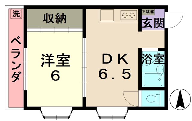 フリーデンハイム平和(1DK/3階)の間取り写真