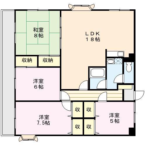 シャトーモンテーニュ大宮(4LDK/7階)の間取り写真