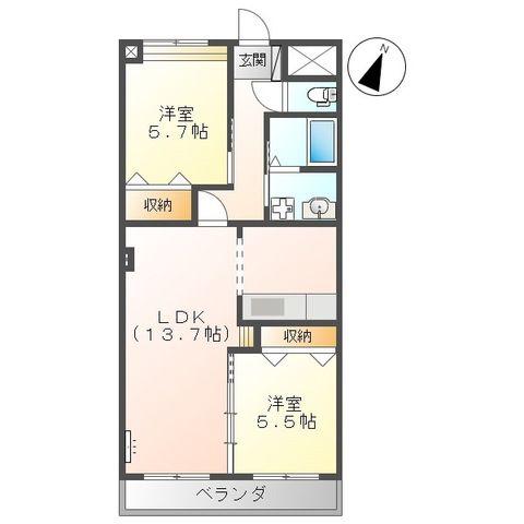 MAISON LA FONTAINE(2LDK/1階)の間取り写真