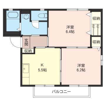 ハイツ・ルミエールD E(2K/2階)の間取り写真