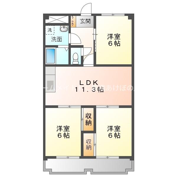 ヴィラモルガン(3LDK/4階)の間取り写真