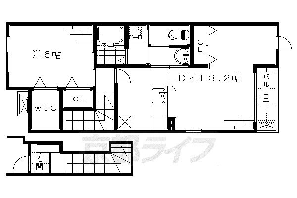 アンブラッセ(1LDK/2階)の間取り写真