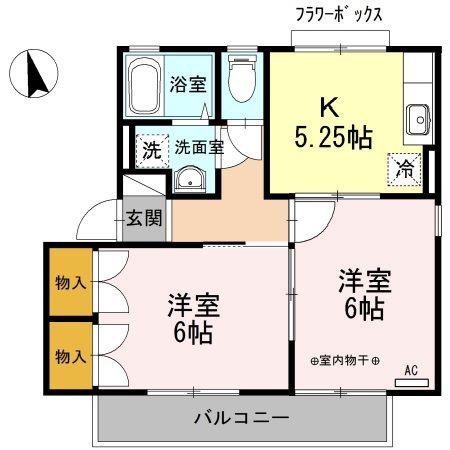 メゾンパーク東和田A棟(2K/2階)の間取り写真