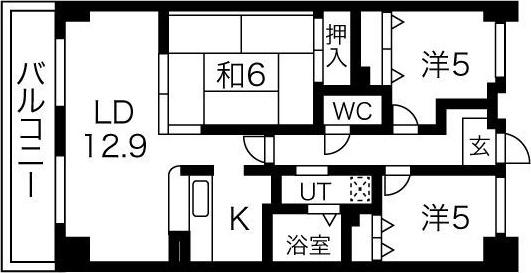 グラシュー森(3LDK/9階)の間取り写真