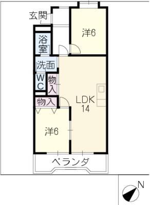 レジデンス萩(2LDK/3階)の間取り写真
