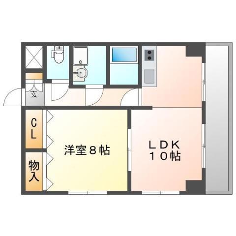 上幟こにしビル(1LDK/4階)の間取り写真