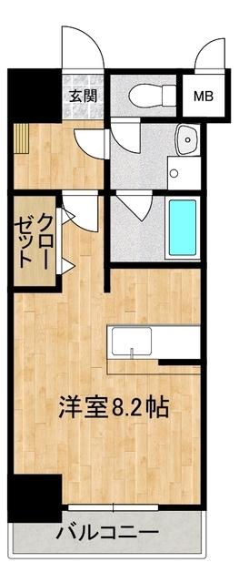 ラフィーネ東原 C棟(ワンルーム/4階)の間取り写真