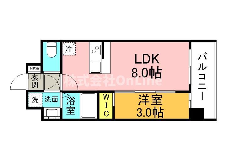 エスリードレジデンス玉造ザ・イースト(1LDK/11階)の間取り写真