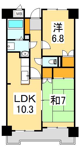 グランデ富沢(2LDK/2階)の間取り写真