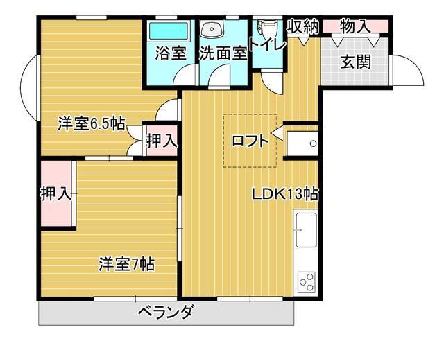 セラータ(2LDK/2階)の間取り写真