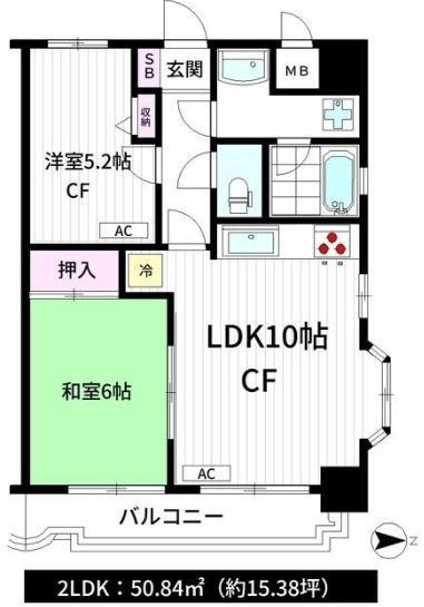 モアシティ浅草(2LDK/9階)の間取り写真