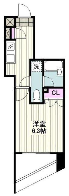 スパシエ川崎ウエスト(1K/4階)の間取り写真