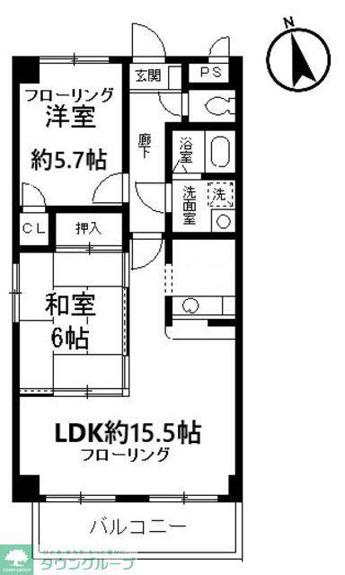 フローラ浦和(2LDK/3階)の間取り写真