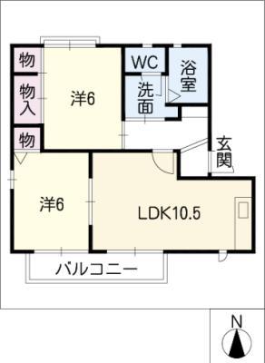 ステージ21(2LDK/2階)の間取り写真
