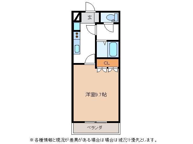 グリーンヒルズB(1K/1階)の間取り写真